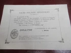 VERY RARE VIRGIN ENTRANCE CARD VISIT VATICAN SISTINE CHAPEL IN 1887
