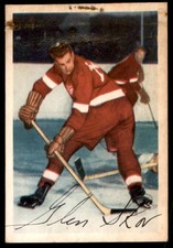 1953-54 PARKHURST GLEN SKOV RED WINGS #48 VG 2 STAPLER HOLES TRACE OF RUST