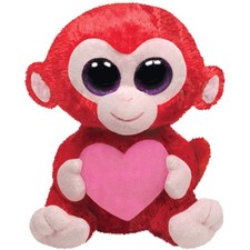 TY Beanie Boos - CHARMING the Red Monkey w/Heart (Glitter Eyes) (Medium - 9 inch