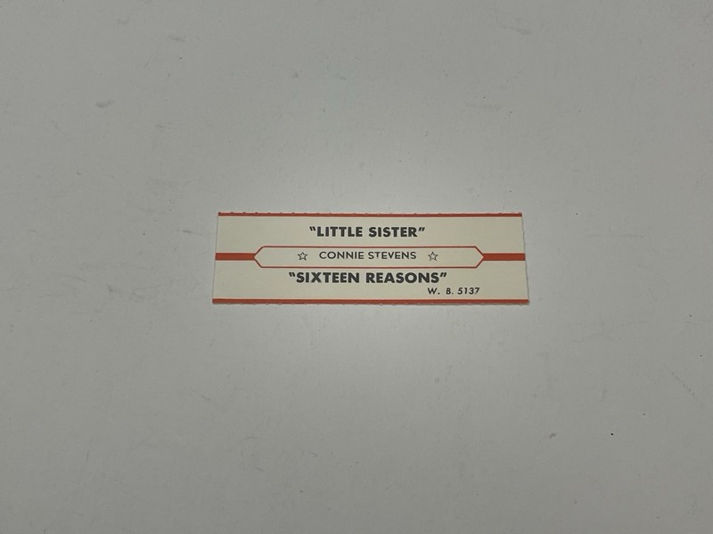 Jukebox Title Strip Connie Stevens Little Sister Sixteen Reasons Warner 5137
