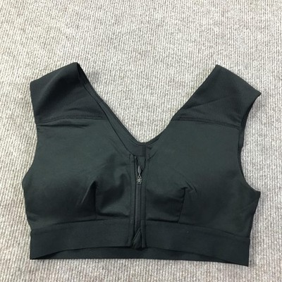 Tommie Copper Sports Bra Womens Medium Black Shoulder Support Zip Front Gym