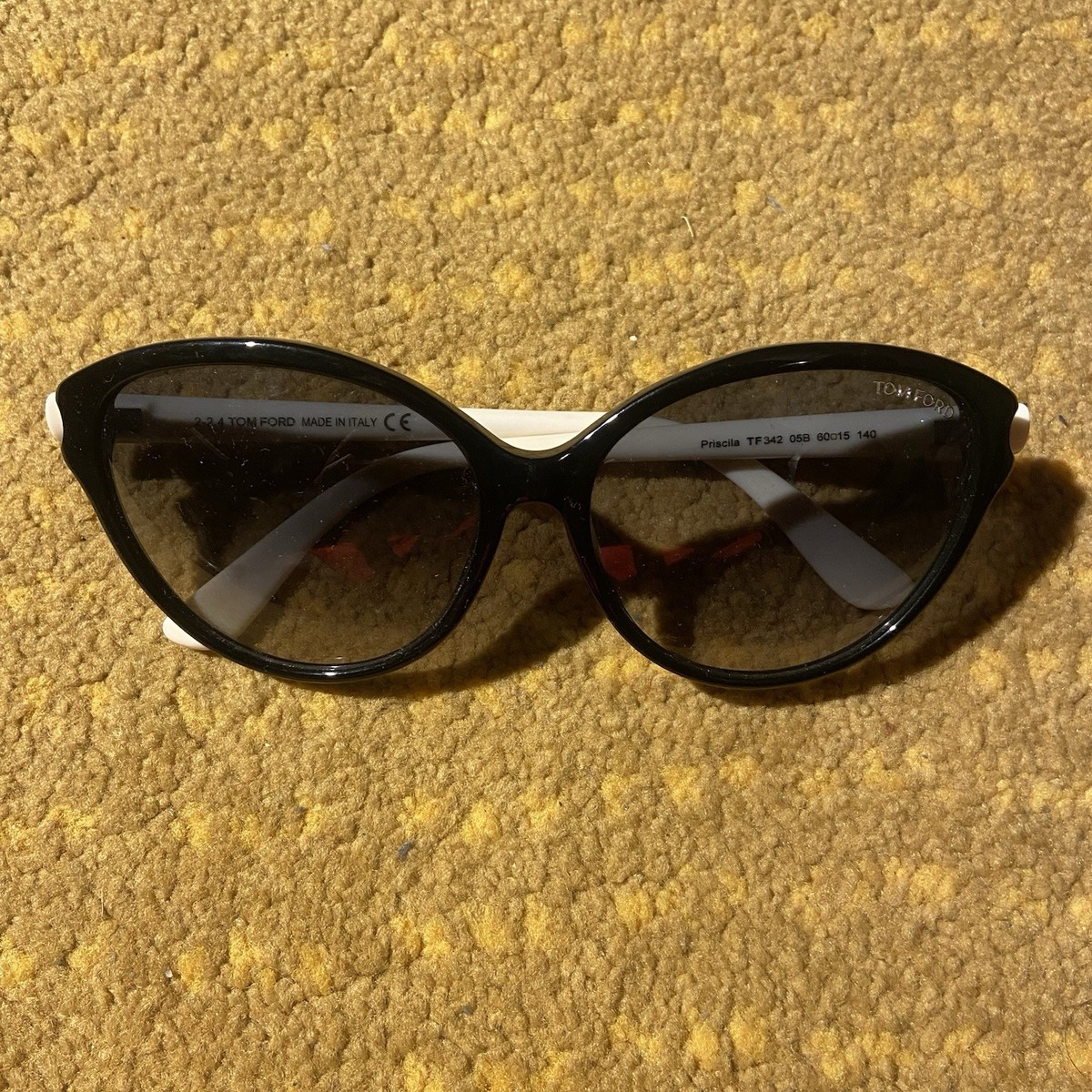 TOM FORD TF342 56F Priscila サングラス ケース付き TOM FORD Priscilla Sunglasses Black + White TF342 | eBay