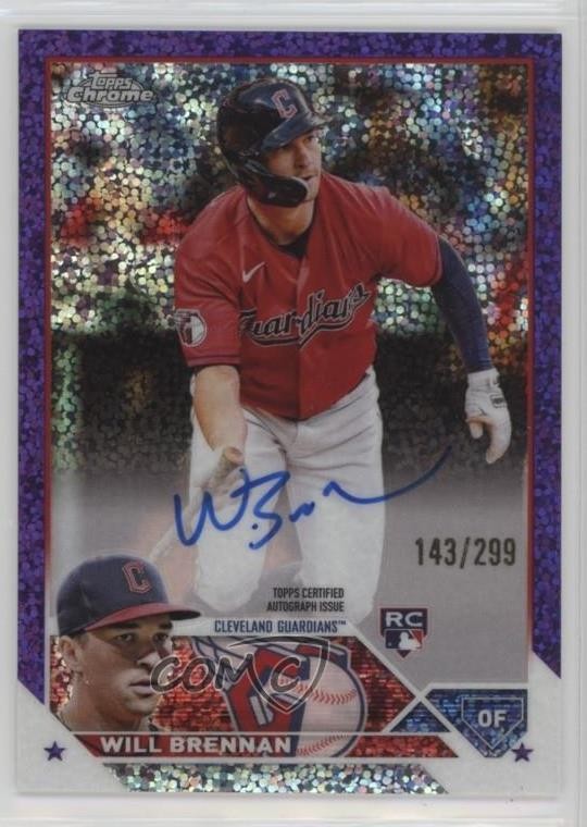 2023 Topps Chrome Rookie Purple Speckle Refractor /299 Will Brennan Auto RC x2o