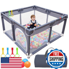 Orian 50x50 Large Baby Playpen w/10 Balls, 4 Pull Rings, Bag - Indoor/Outdoor