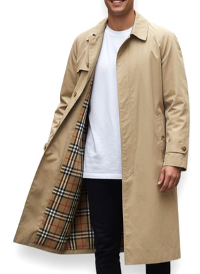 Vintage Burberry Camden Trench Coat Men Sz 40 Cotton Gabardine Nova Check Lining