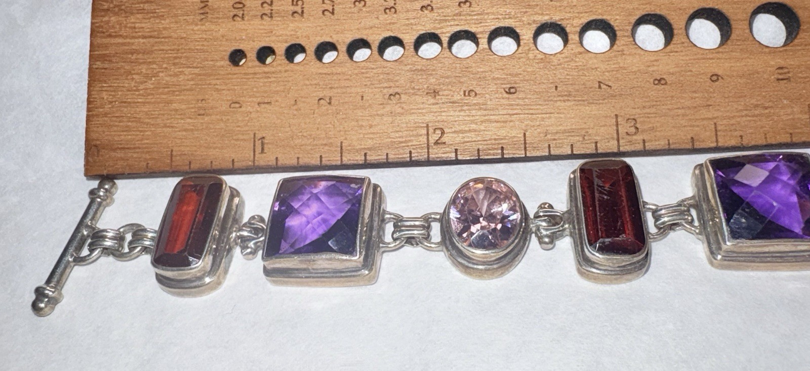 Sterling Silver Quartz  Gemstone Toggle Bracelet - image 4