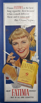 1950 Fatima Cigarettes Deems Taylor Painter Theatrical Design Smoke VTG Print Ad