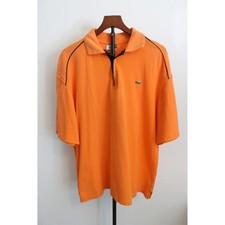 VTG Lacoste Men's XXL Orange Pique Polo Shirt Navy Piping Logo Short Sleeve
