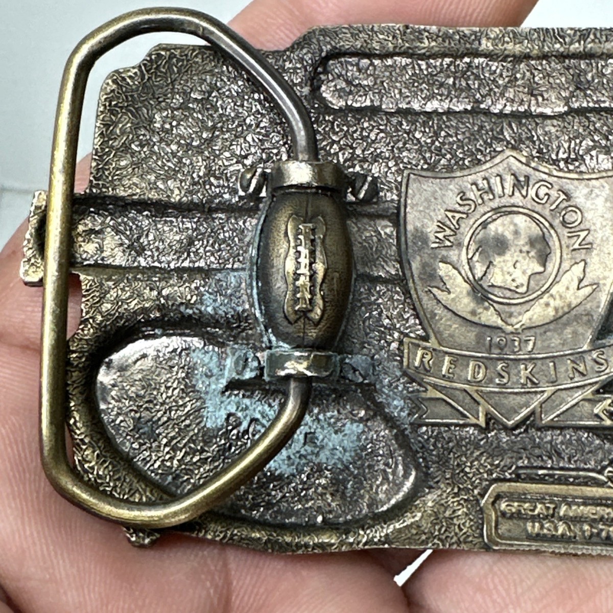 Vintage Washington Redskins Official NFL Brass Belt Buckle - Great