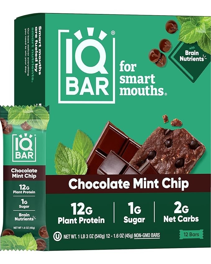 IQBAR Protein Bars - Chocolate Mint Chip - 12-Count - FREE SHIPPING