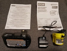 New OEM Ryobi ONE+ 18V Lithium-Ion 1.5 Ah Battery PBP002 AND P119 Charger