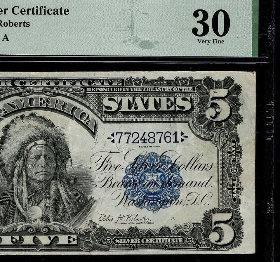 1899 $5 Silver Certificate Indian Chief Note FR.271 PMG 30 77248761 (ADJJ)