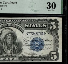 1899 $5 Silver Certificate Indian Chief Note FR.271 PMG 30 77248761 (ADJJ)