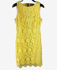 Lauren Ralph Lauren Lace Sheath Dress 10 Knee Length Sleeveless LKNU Floral Deco