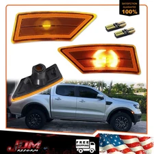 For 2019-2021 FORD RANGER Amber Lens Front Side Marker Lights Set W/ LED Bulbs