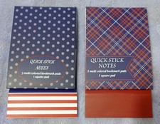 2 Patriotic Quick Stick Notes Multi Colored Bookmark Pads & Square Note pad NEW