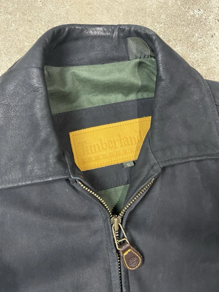 Vintage Timberland Weathergear Waterproof Cowhide Leather Jacket Size S/M Black - Image 2 of 4