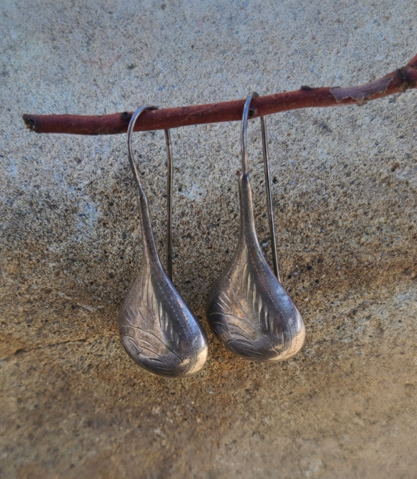 Vintage Sterling 925 Solid Silver Wired Drop Earr… - image 9