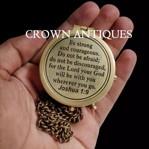 Vintage Victorian Pocket Compass Antique Brass Gift Compass With Case & Chain - 第 6/6 張圖片