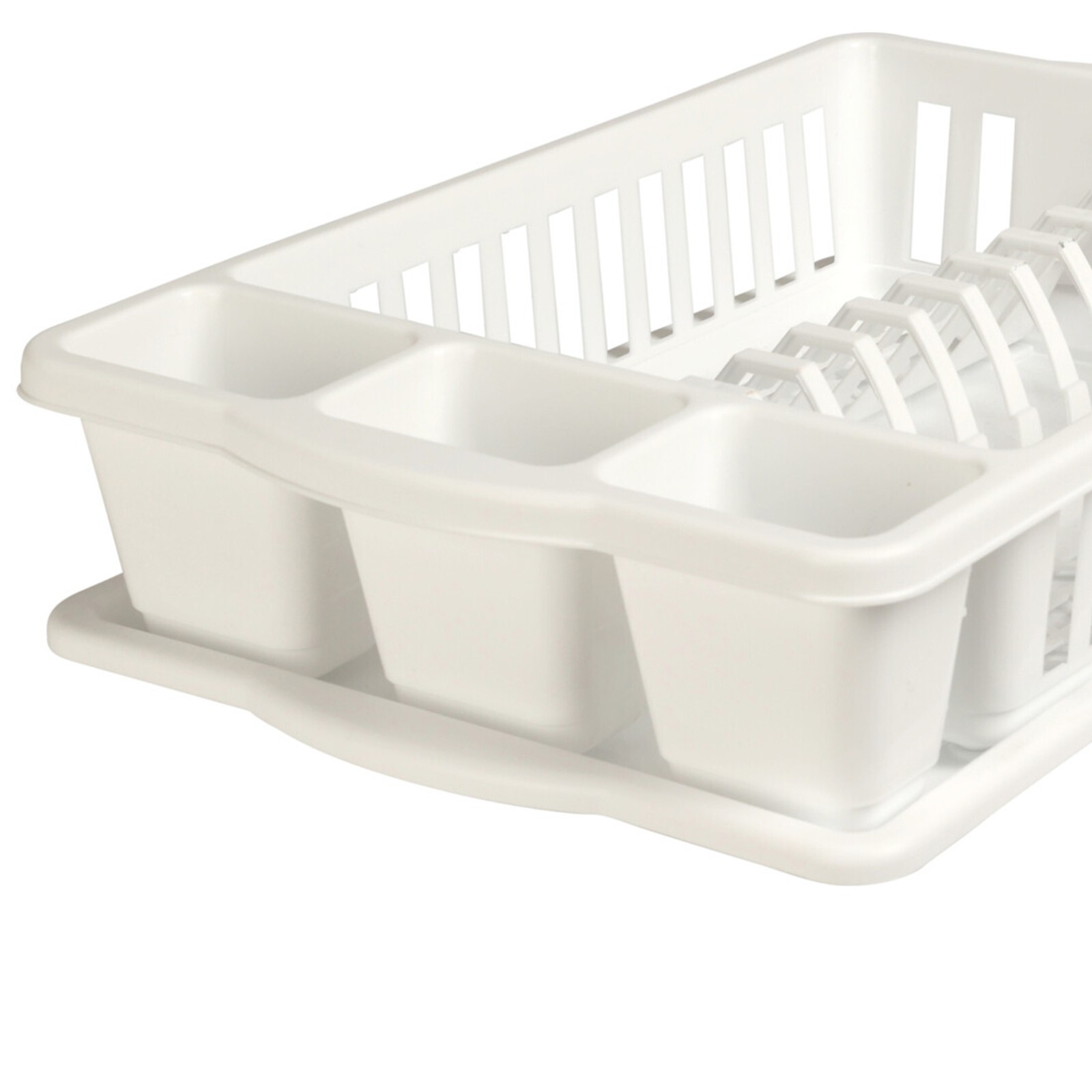 White Plastic Dish Drainer Cutlery Plate Cup Washing Up Sink Rack with