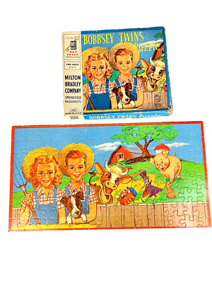 1957 BOBBSEY TWINS Jigsaw Puzzle 10 X 19'' Milton Bradley 4828-5 Vintage Complete