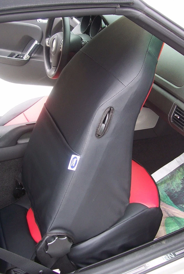 for SATURN SKY 2007-2010 IGGEE S.LEATHER CUSTOM FIT 2 FRONT SEAT COVERS BLACK - Image 3 of 4