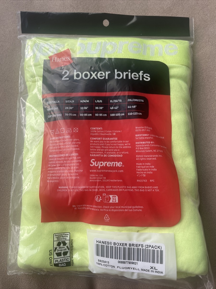 Supreme Hanes Boxer Briefs (2 Pack) Yellow XL | eBay