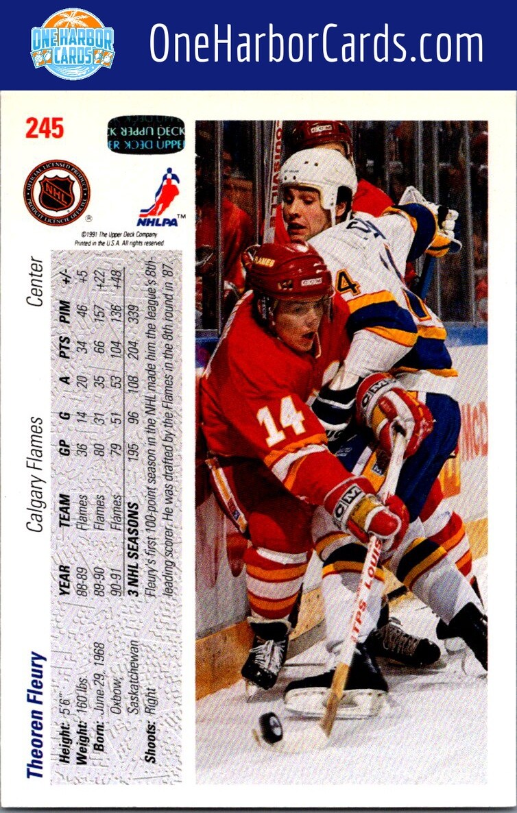 1991-92 Upper Deck Calgary Flames Hockey Card #245b Theoren Fleury