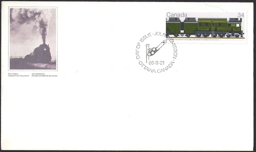 🍁Canada   #1118  "CANADIAN  LOCOMOTIVES"   Fine Used  1986  First Day Cover