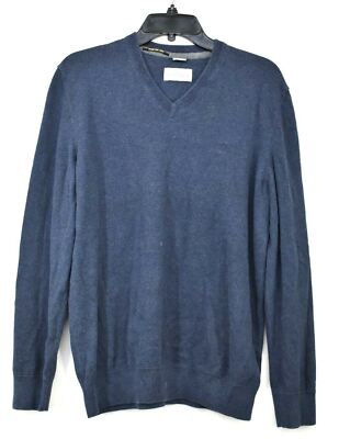 Oliver Mens Blue V-Neck Long Sleeve Comfort-Fit Cotton