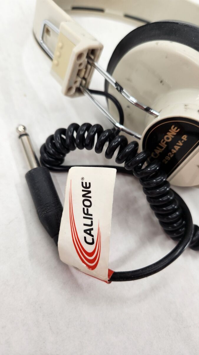 Vintage Califone 2924AV-P Mono Headphones 6' coiled cord and Vintage Califone 2924AV-P Mono Headphones 6' coiled cord and