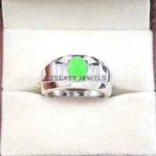 Jade Oval Cut Gemstone With 925 Sterling Silver Ring For Men's #B196