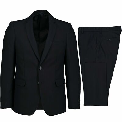 Victorio Couture Men's Navy Blue 2 Button Slim Fit Poplin Polyester Suit NEW