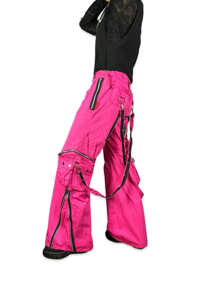 Tripp NYC Rare Y2K Goth Rave Skate Grunge Pink Baggy Bondage Pants