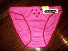 NWT CHARTER CLUB 100 COTTON BIKINI PANTIES PINK w RED HEARTS EMBROIDERY XS S M