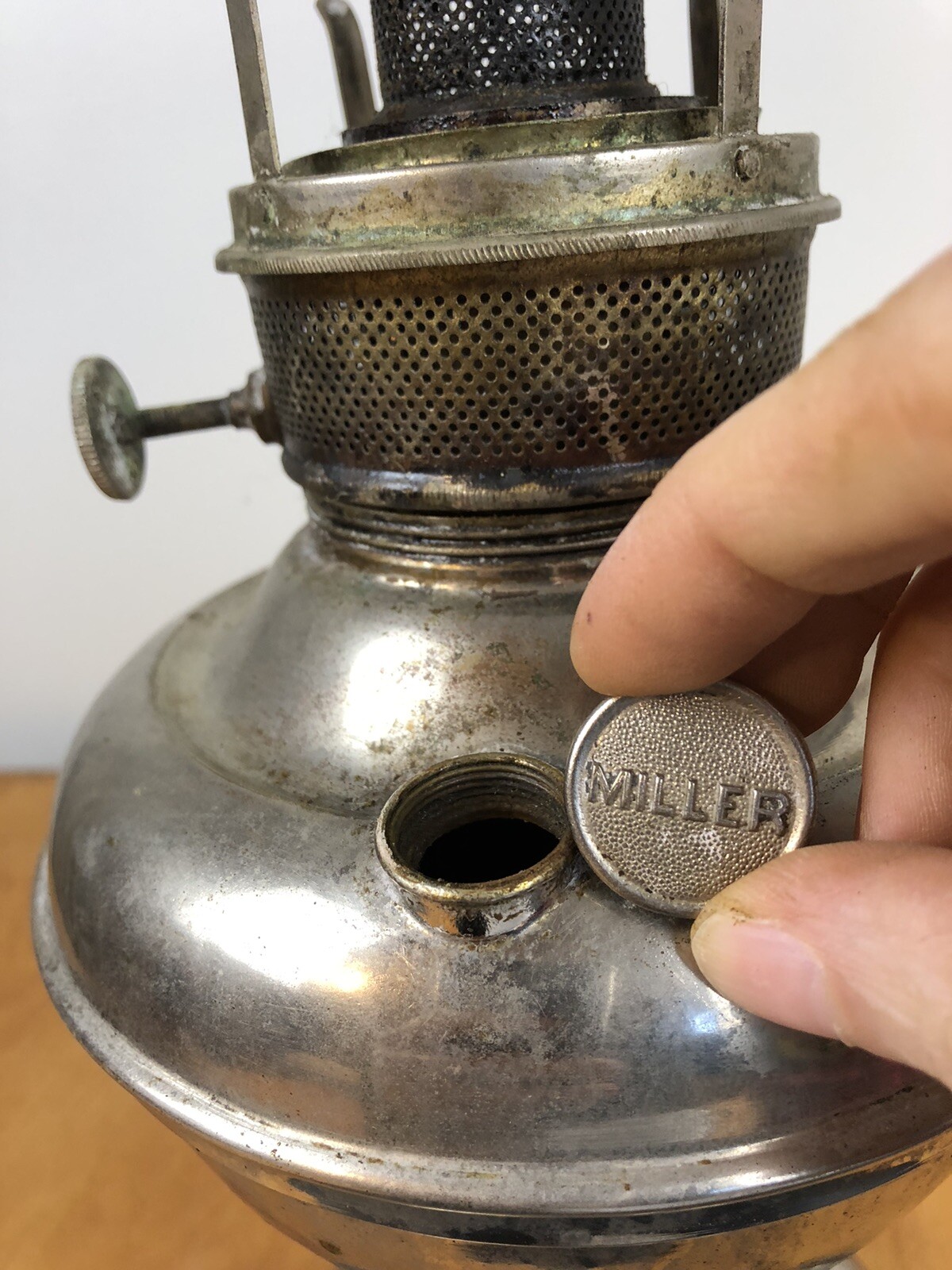 Vintage Millers Vestal Nickel Oil Kerosene Lamp eBay