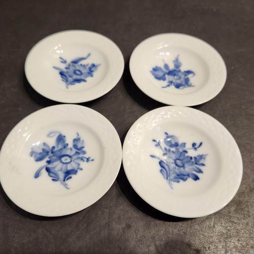 Blue Flowers Braided By Royal Copenhagen 3 1/4" Butter Pat's 10/8180 Set Of 4