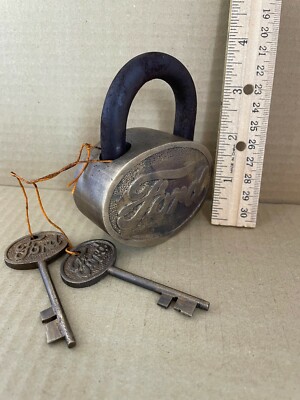 Ford Large Brass lock Ford Logo Shape padlock with 2 keys | eBay
