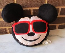 Disney Emoji Mickey Mouse Face Throw Pillow Black - Red Sunglasses 12" Plush