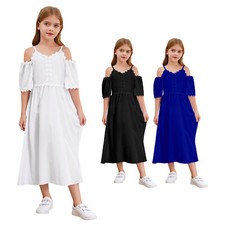 Kids Girls Dresses Birthday Maxidress Spaghetti Straps Flower Girl Bridesmaids