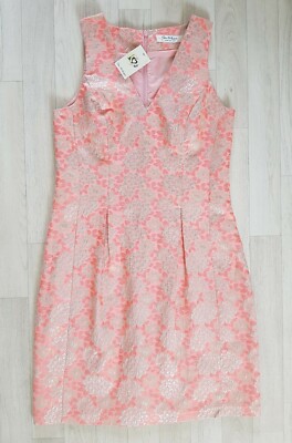 MISS SELFRIDGE Gr. 8 Pfirsich Blumen Kleid Anlass V-AUSSCHNITT Orange SILBER Gold MINI