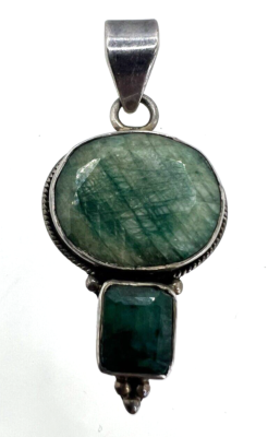 Vintage Sterling Silver 925 Green Stone Pendant | eBay