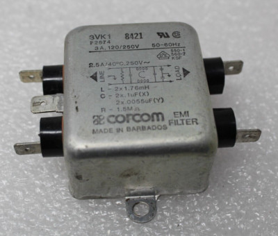 EMI Filter RFI 3A 120 250V AC 50/60 Hz Corcom 3VK1 8413 F2574 151484-001 Pow