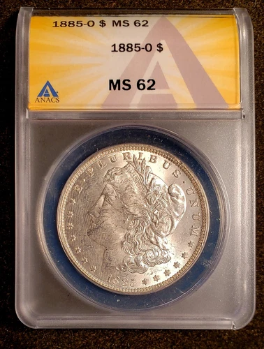 1885-O Morgan Silver Dollar graded MS62 Anacs
