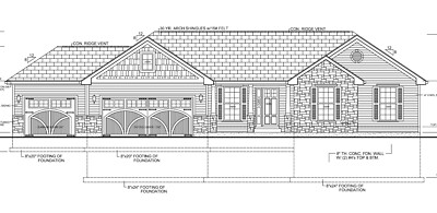 One Story House Plan - 3bd 2ba - 1495 Sq Ft - Basement - 3 Car Garage - PDF File