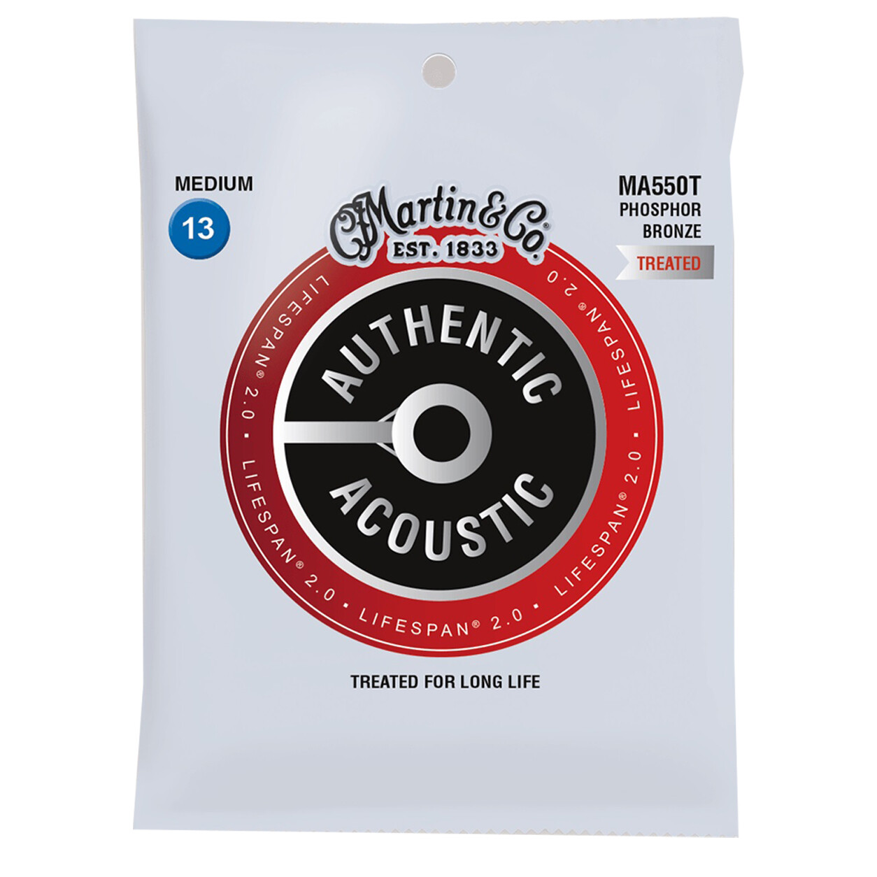 Martin MA550T LifeSpan 2.0, Phosphor Bronze Guitar Strings, Light, 13-56
