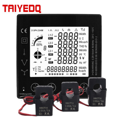 3 Phase Energy Consumption Meter Smart kwh Electric Power Meter 96*96mm With CT