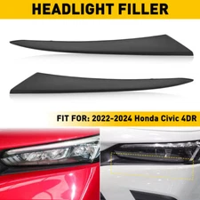 2x Headlight Eyelid Molding Trim Lower Filler Cover For 2022-2024 Honda Civic