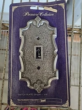 AJAX Amerock SINGLE Light SWITCH PLATE Cover NOS ANTIQUE SILVER Pewter Ajax-4100