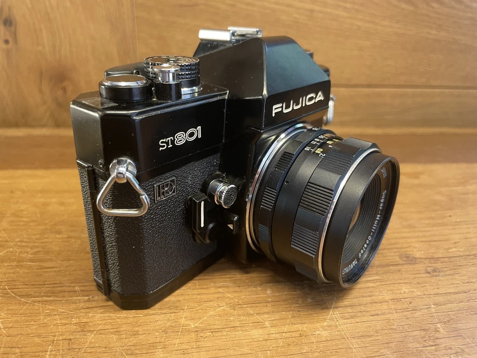 *Negro raro: casi como nuevo* Fuji ST801 LED cámara montaje M42 SMC Takumar 35 mm F/3,5 Foto 3 de 4